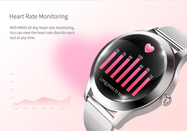 Relógio inteligente à prova d'água IP68 KW10, monitor de frequência cardíaca, monitoramento do sono, relógio inteligente, conecte IOS e Android