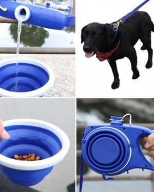 Coleira retrátil automática para cães com vasilhame para água